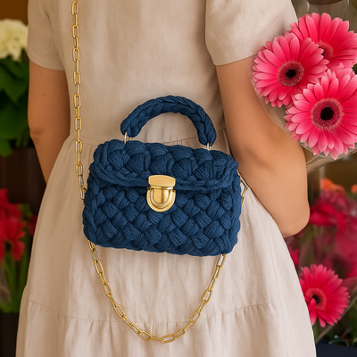 Braids & Bliss | Denim | Crochet Top-Handle Bag DIY Kit
