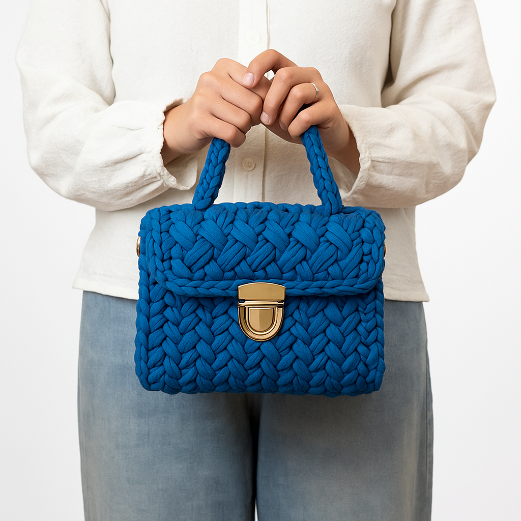 Braids & Bliss | Denim | Crochet Top-Handle Bag DIY Kit